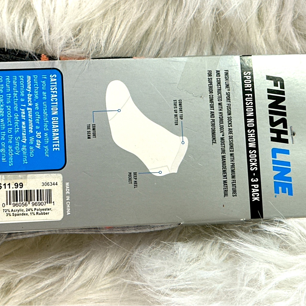 Nwt Finish Line Women's No Show Socks - Blue, Gray, And Peach Size 5-10 — image 3 of 3